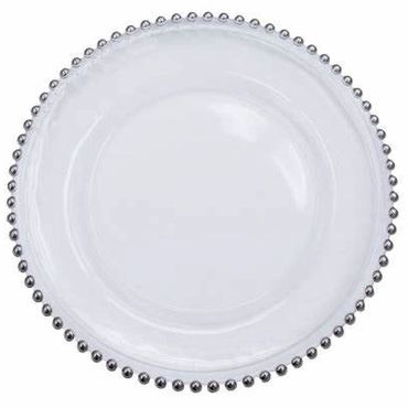 SILVER BEADED CHARGER PLATE 
*AVAILABLE IN GLASS OR ACRYLIC 