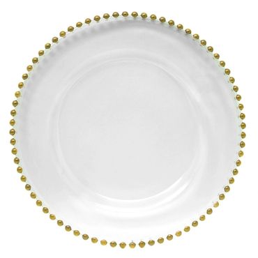 GOLD BEADED CHARGER PLATE 
*AVAILABLE IN GLASS OR ACRYLIC 