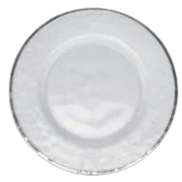 SILVER RIM GLASS CHARGER PLATE 