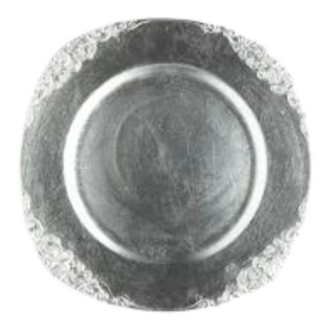 SILVER ACRYLIC  BAROQUE CHARGER PLATE