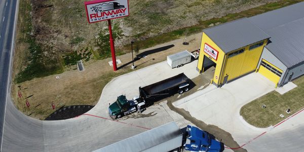 aerial view of runway truck wash