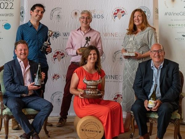 Bubbles of Britain producer, Artelium, pictured at Wine GB 2022 award ceremony with their trophies.