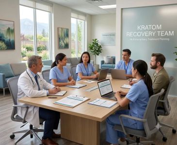 Medical team discussing kratom recovery strategies.