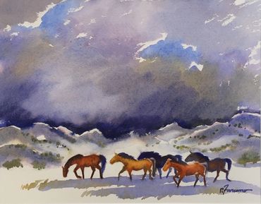 Winter Heard
Watercolor 
Framed Size: 11x14"
$500