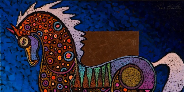 Fort Collins, Colorado artist, Bob Coonts' colorful abstract surreal painting of a horse.