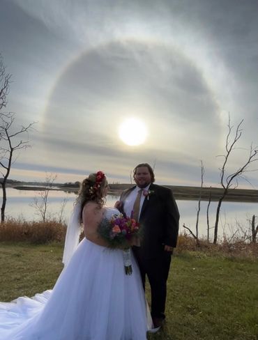 Beautiful sun dog on a wedding day