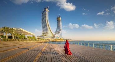 katara towers sunrise photo Doha by Ahmad Alnaji - fine art cityscape and architecture photography 