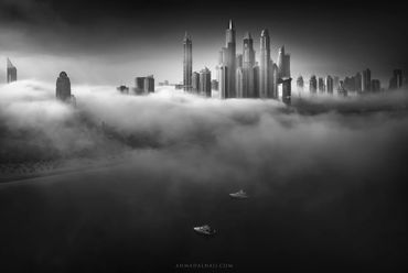 Fine Art Black and White Photography for dubai fog. By Ahmad Alnaji Photography fine art photograph