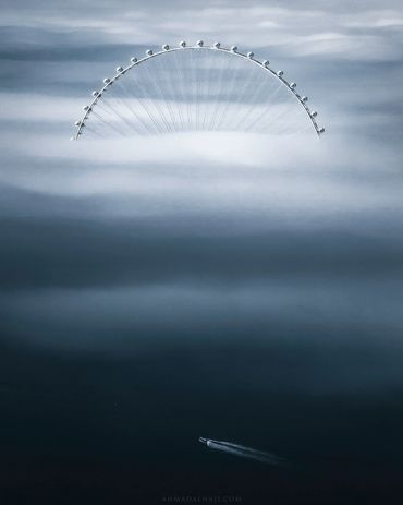 ain Dubai or dubai eye fog rare photo by ahmad alnaji fine art cityscape architectural photographer 