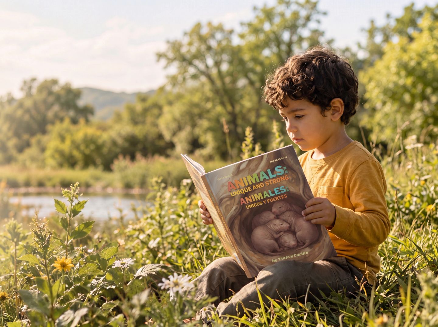 Boy reading a book