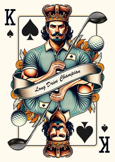 The long drive champion king of our Draw Dog Golf waterproof playing cards 
