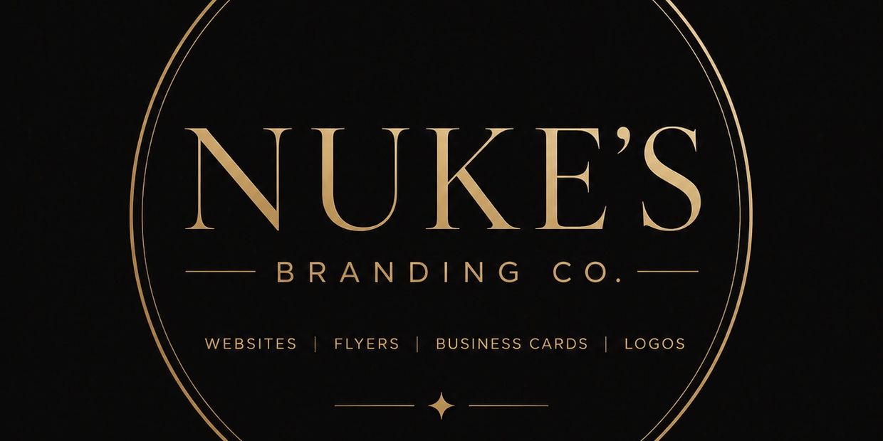 Elegant gold and black logo for Nuke's Branding Co.