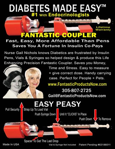 Photo of Fantastic Coupler for Insulin Vial and Syringe with components and information