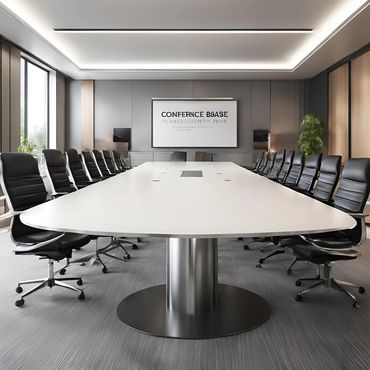Modern conference room furniture with large meeting table and ergonomic office chairs by 