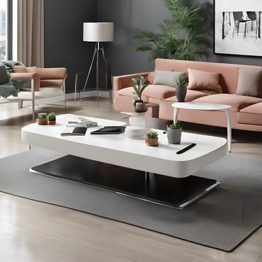 Stylish office coffee table in modern workspace 