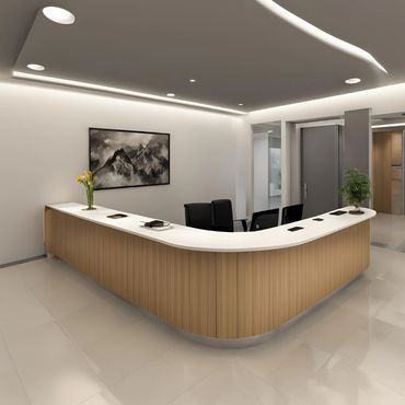 Modern reception desk enhancing office entryway