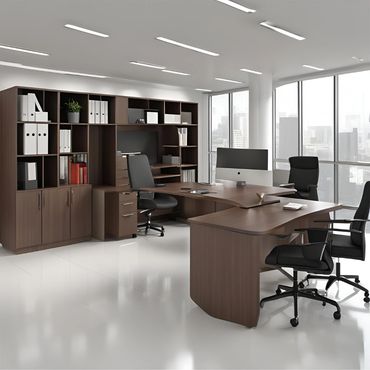 Elegant furniture transforming office cabin 