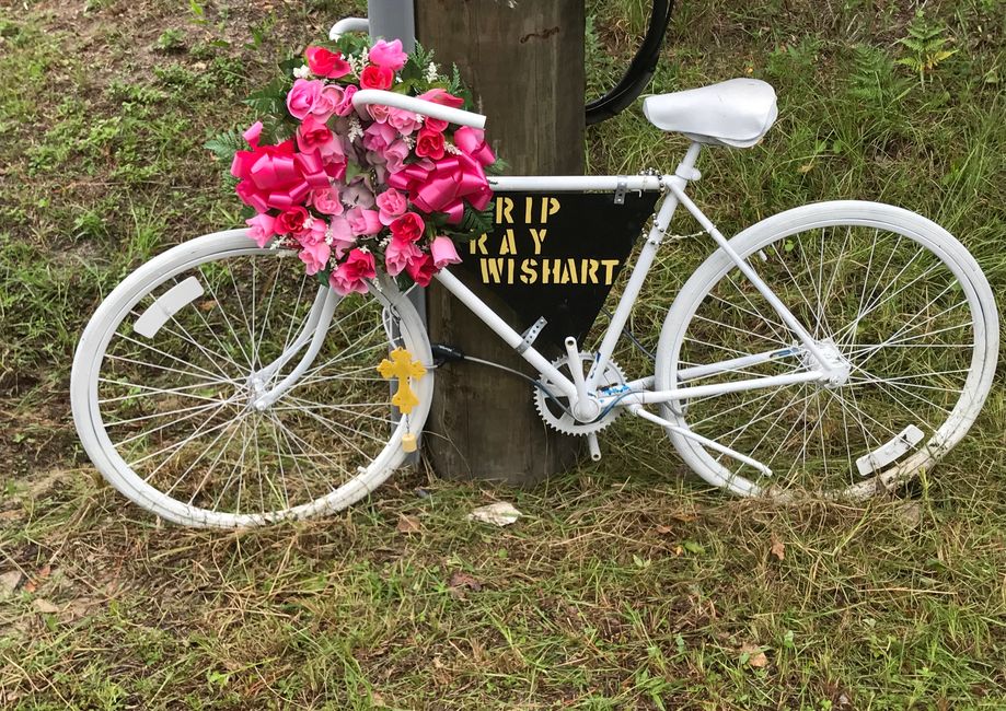 Besides being a memorial, it is intended as a reminder to passing motorist to share the road
