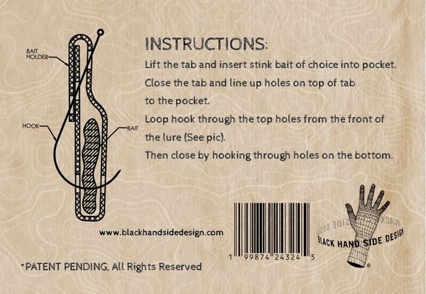 Diagram showing instructions for using a bait holder with hooks.