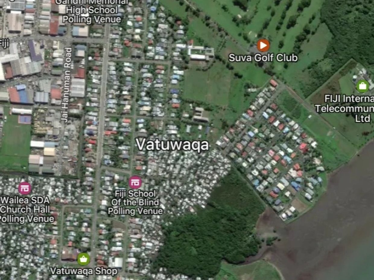 Aerial view of Vatuwaqa with labeled landmarks.