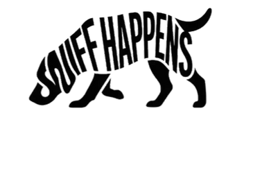 A black silhouette of a dog with the word "SNIEFFHAPPERS" shaped inside.