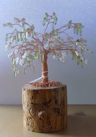 Tree Sculpture Copper - White & Green