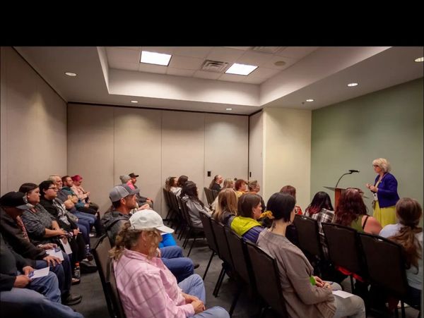 Roxanne guiding Group QHHT® Hypnosis at Grand Junction, CO Holistic Trade Show