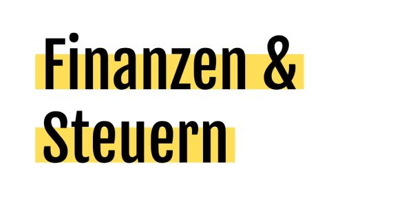 Text reading 'Finanzen &amp; Steuern' with yellow highlights.