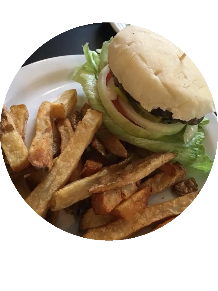 Falls Burgers with fries