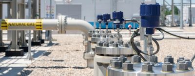 Industrial natural gas pipeline system outdoors.