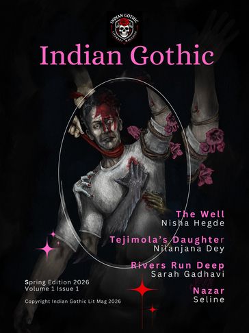 Cover of Indian Gothic magazine with eerie art and story titles.