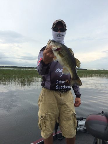 Person holding a large fish on a boat.