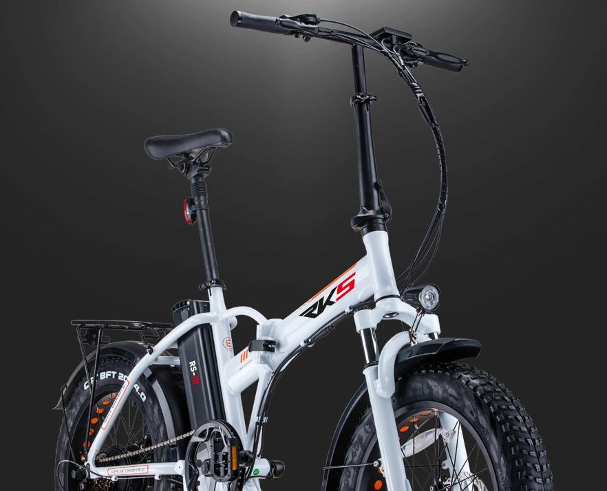 fat tyre folding electric bike, black background