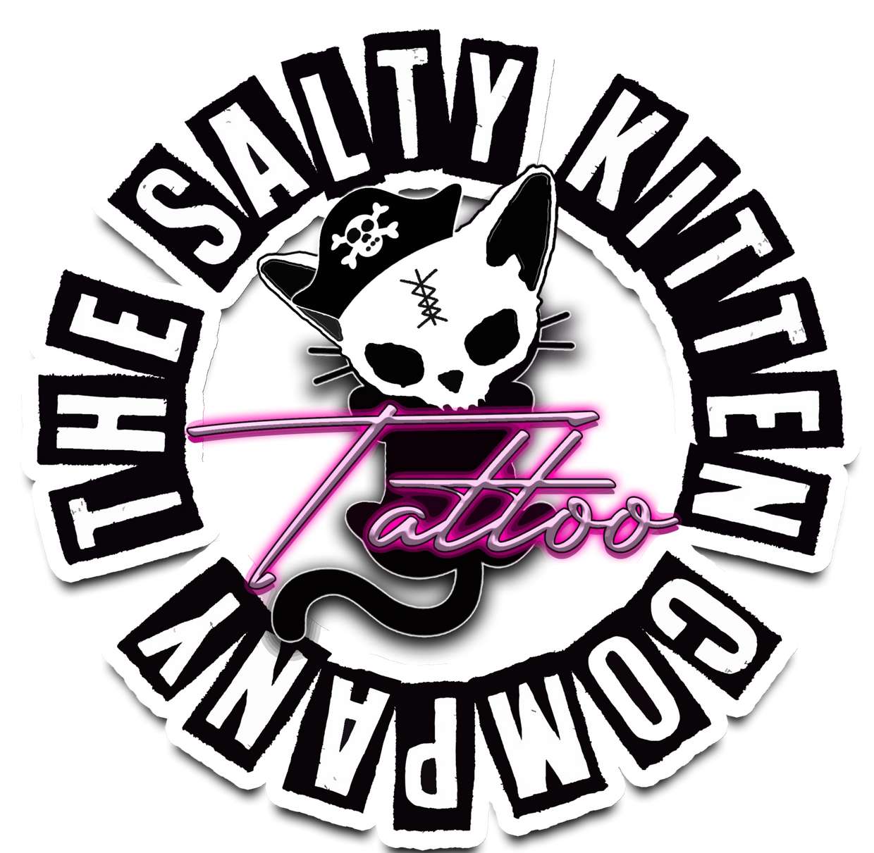 Salty Kitten tattoo skull logo