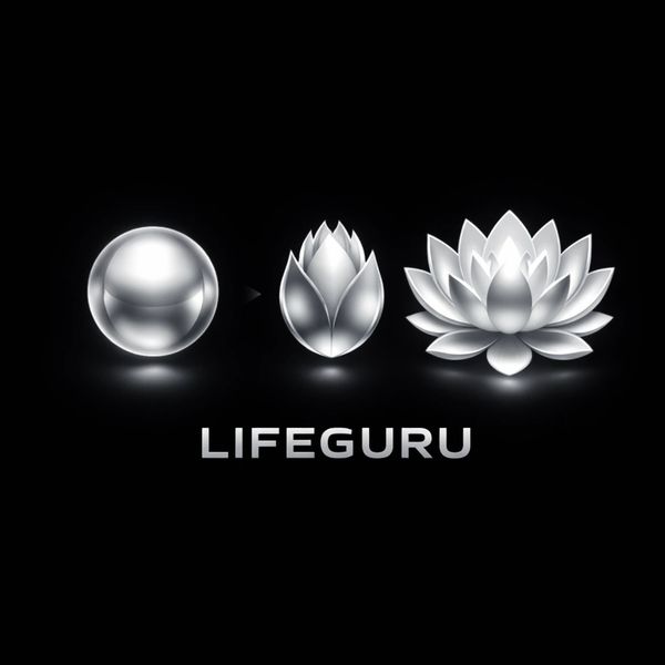 Silver symbols of growth and enlightenment with the word LIFE GURU.
