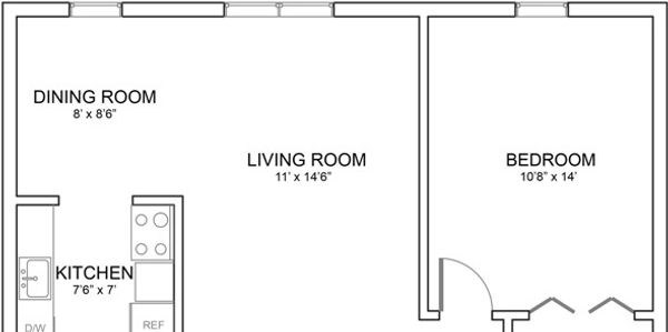 1 Bedroom Floorplan