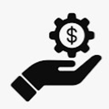 Hand holding a gear with a dollar sign inside, symbolizing financial management.