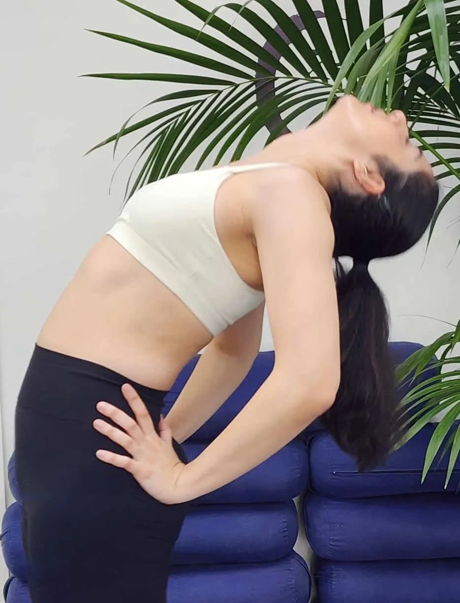 fifi stretching her back