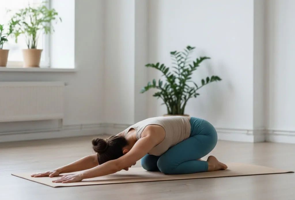 woman in a child's pose