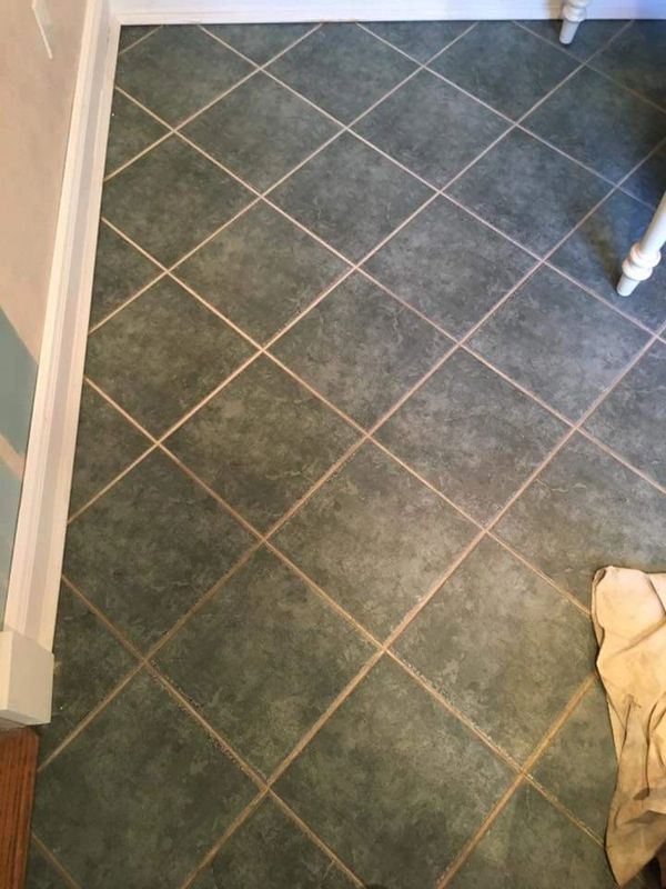 FLOOR BEFORE GROUT COLORING ,GROUT DYING APPLICATION