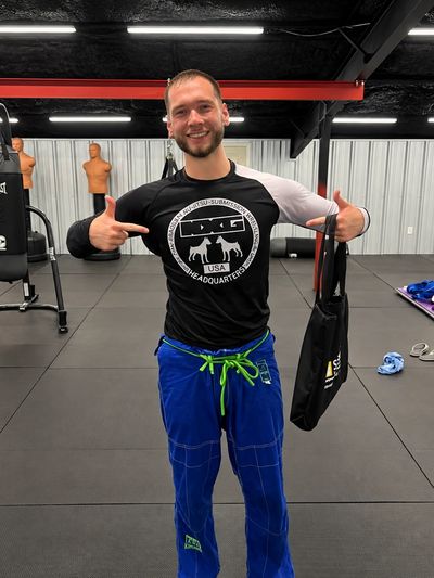 Brazilian Jiu-Jitsu student after class at Troy Jiu-Jitsu.