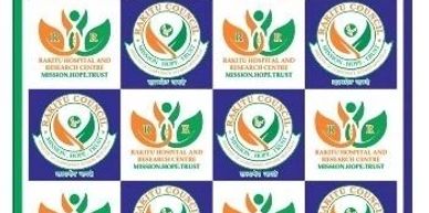 Repeated logo pattern of Raktya Hospital and Research Center Mission Hope Trust.