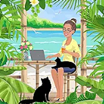 Writing from my tropical garden with the company of Miss Marple and Fletch!