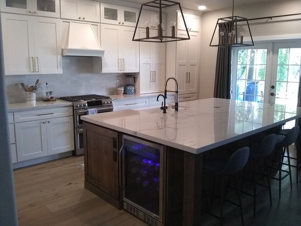 Koehler's kitchen, Crown Cabinets: Pioneer XL door: Maple in Designer White paint, Alder wood with N