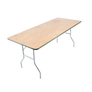 Eight foot rectangular wood table. 