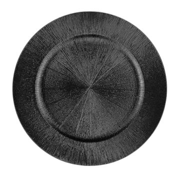 Decorative charger plate in the style textured black. 