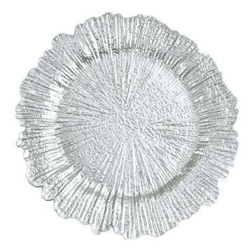 Decorative charger plate style, silver reef. 