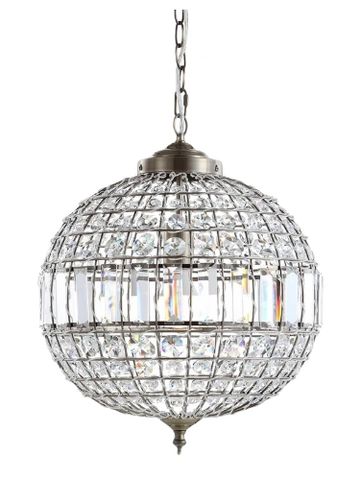 Round chandelier with crystals, pendant. 