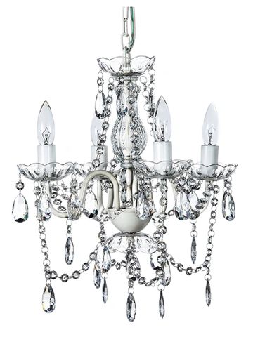 Chandelier for ceiling decor with various crystals. 