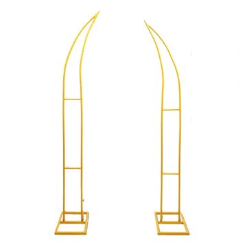 Gold horned arch backdrop display. 